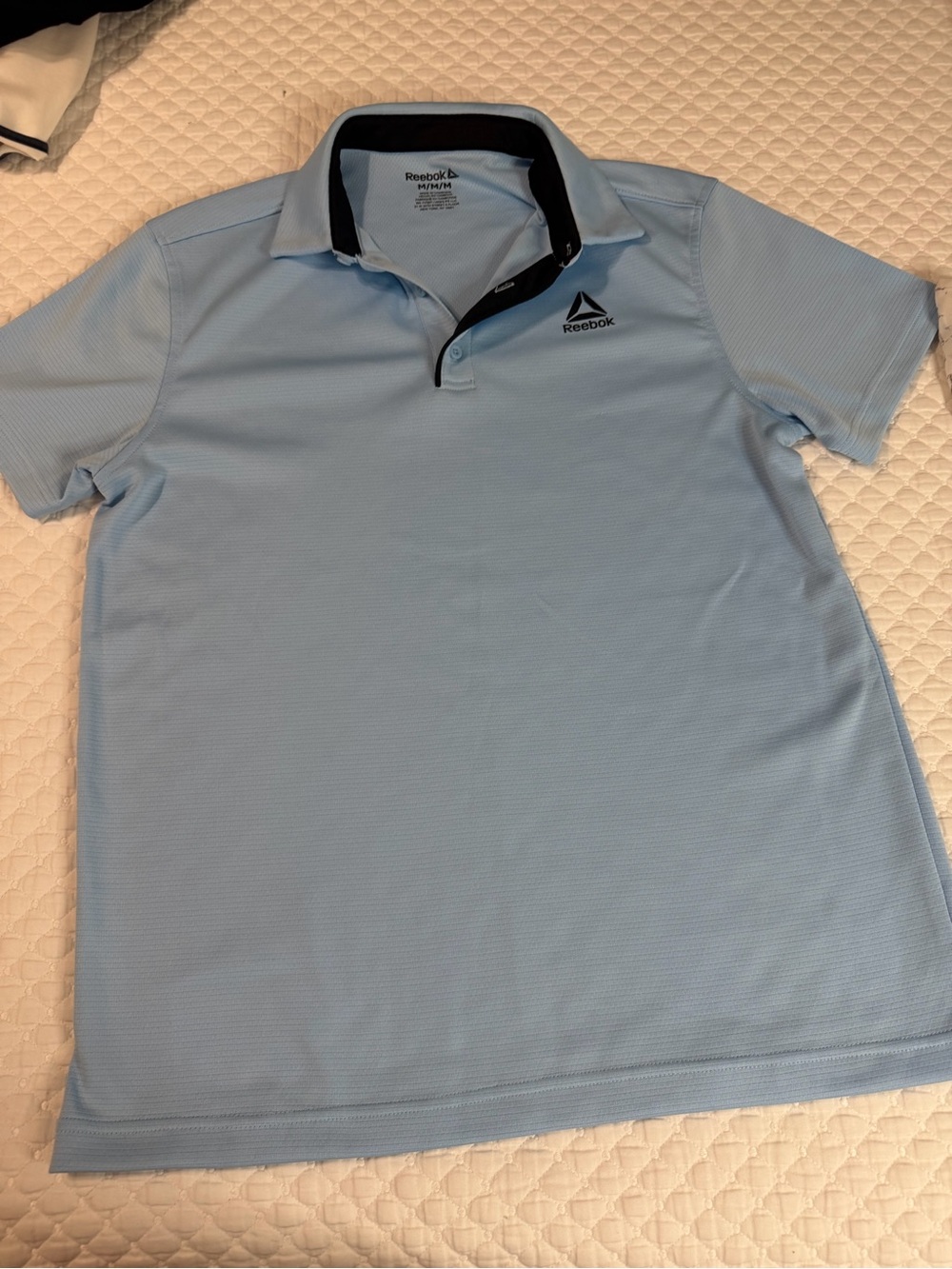 Reebok Men’s Sky Blue Polo with Black Trim